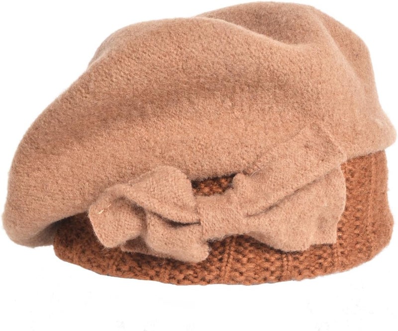 VECRY Lady French Beret 100% Wool Beret Floral Dress Beanie Winter Hat - Image 2
